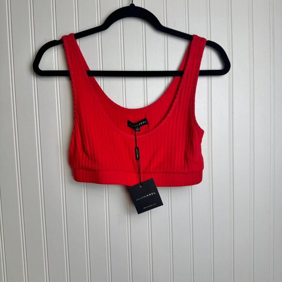 Jlux Label NWT red ribbed sleeveless crop tank size medium K40 - Picture 1 of 5